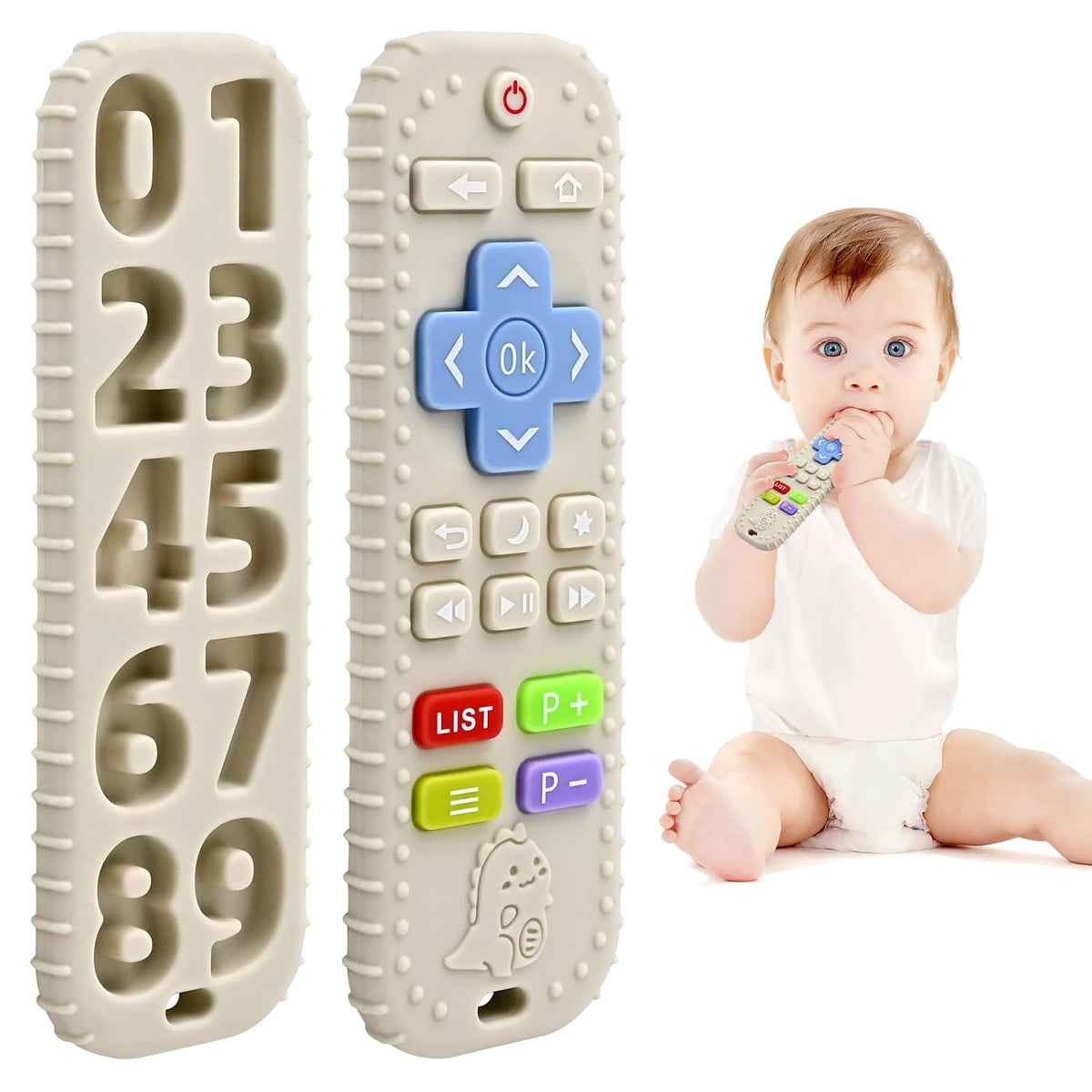 Teething Relief Teethers Toys for Babies 3-6-12 Months Gifts, Food Grade Silicone Sensory Baby Remote Control Teether Bath Toy for Infant Boy Girl Autism Birthday Christmas Gift, Black