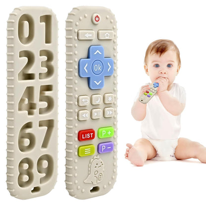 Teething Relief Teethers Toys for Babies 3-6-12 Months Gifts, Food Grade Silicone Sensory Baby Remote Control Teether Bath Toy for Infant Boy Girl Autism Birthday Christmas Gift, Black