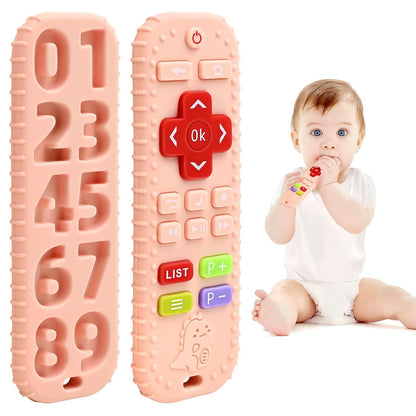 Teething Relief Teethers Toys for Babies 3-6-12 Months Gifts, Food Grade Silicone Sensory Baby Remote Control Teether Bath Toy for Infant Boy Girl Autism Birthday Christmas Gift, Black
