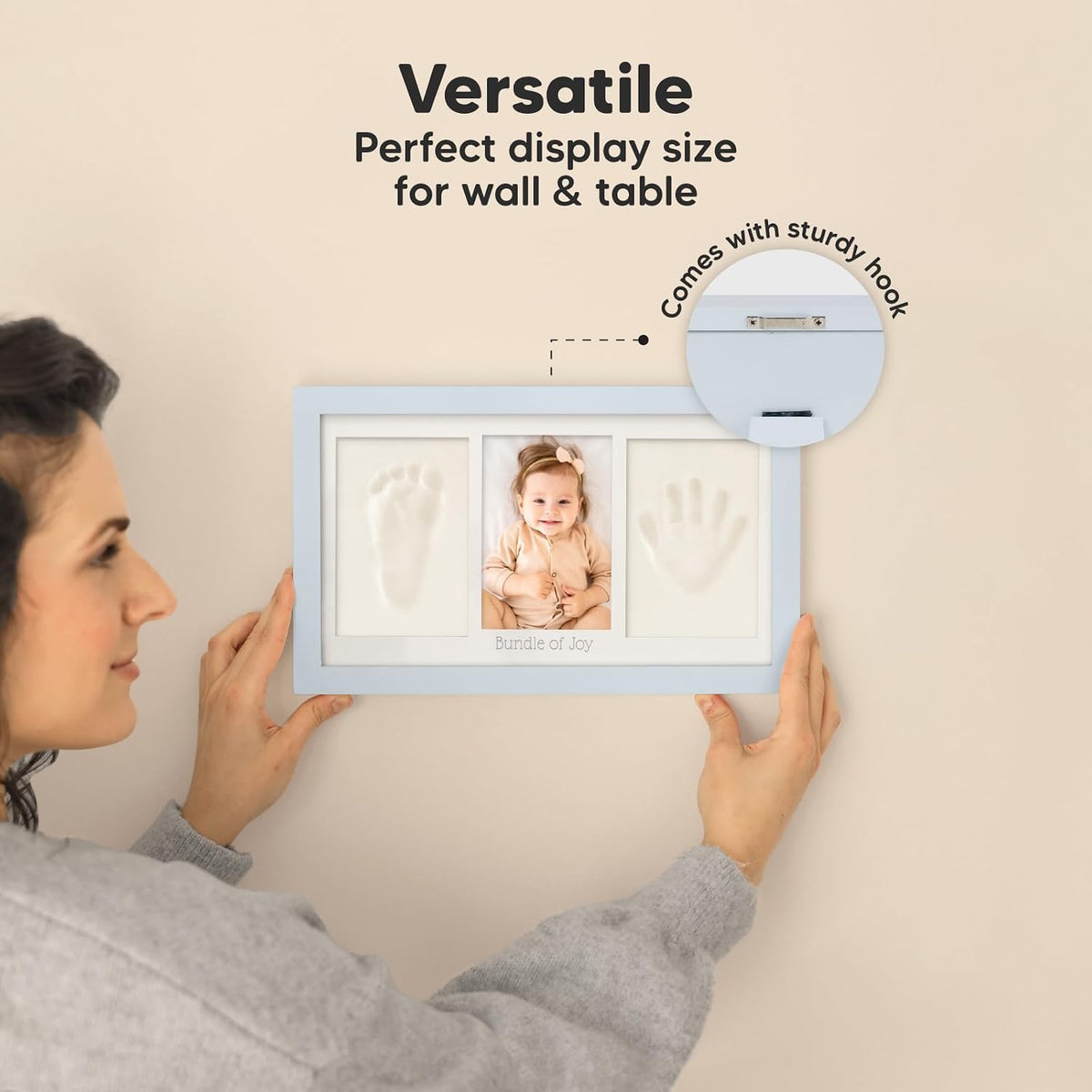 KeaBabies Baby Hand and Footprint Kit, Clay Keepsake Frame (Alpine White)