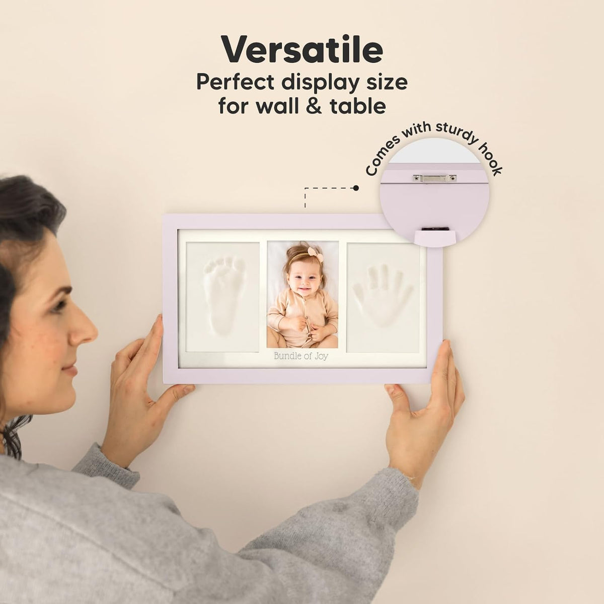 KeaBabies Baby Hand and Footprint Kit, Clay Keepsake Frame (Alpine White)