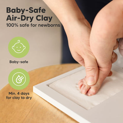 KeaBabies Baby Hand and Footprint Kit, Clay Keepsake Frame (Alpine White)