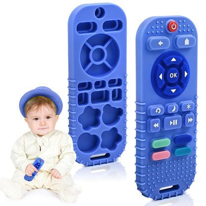 Teething Relief Teethers Toys for Babies 3-6-12 Months Gifts, Food Grade Silicone Sensory Baby Remote Control Teether Bath Toy for Infant Boy Girl Autism Birthday Christmas Gift, Black
