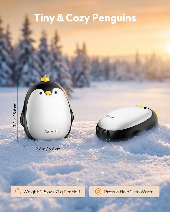 Gaiatop Magnetic Hand Warmers Rechargeable 2 Pack, Pocket Penguin
