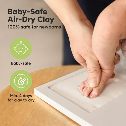 KeaBabies Baby Hand and Footprint Kit, Clay Keepsake Frame (Alpine White)