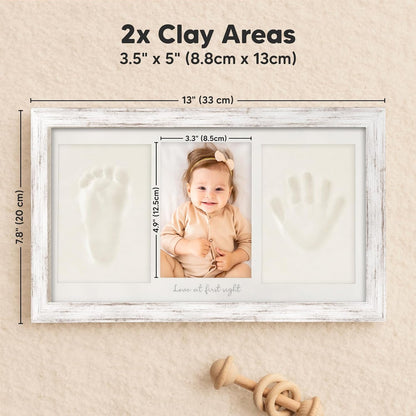 KeaBabies Baby Hand and Footprint Kit, Clay Keepsake Frame (Alpine White)