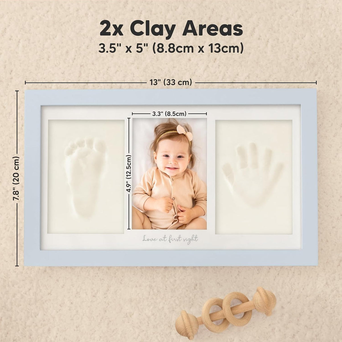 KeaBabies Baby Hand and Footprint Kit, Clay Keepsake Frame (Alpine White)