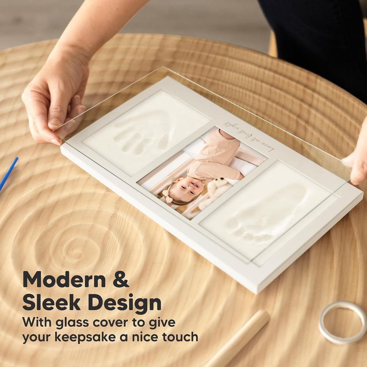 KeaBabies Baby Hand and Footprint Kit, Clay Keepsake Frame (Alpine White)