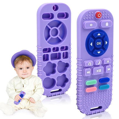 Teething Relief Teethers Toys for Babies 3-6-12 Months Gifts, Food Grade Silicone Sensory Baby Remote Control Teether Bath Toy for Infant Boy Girl Autism Birthday Christmas Gift, Black