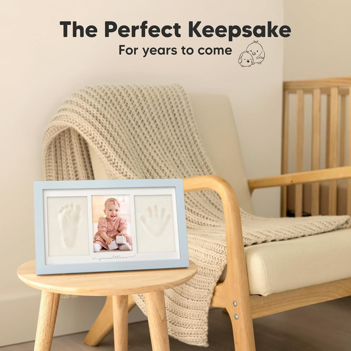 KeaBabies Baby Hand and Footprint Kit, Clay Keepsake Frame (Alpine White)