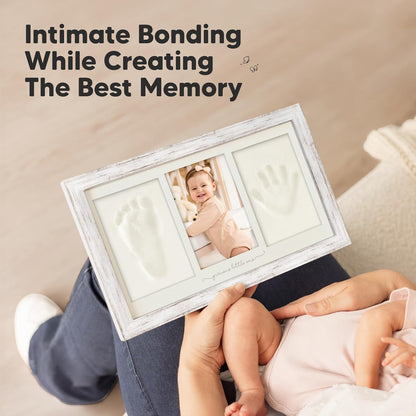 KeaBabies Baby Hand and Footprint Kit, Clay Keepsake Frame (Alpine White)