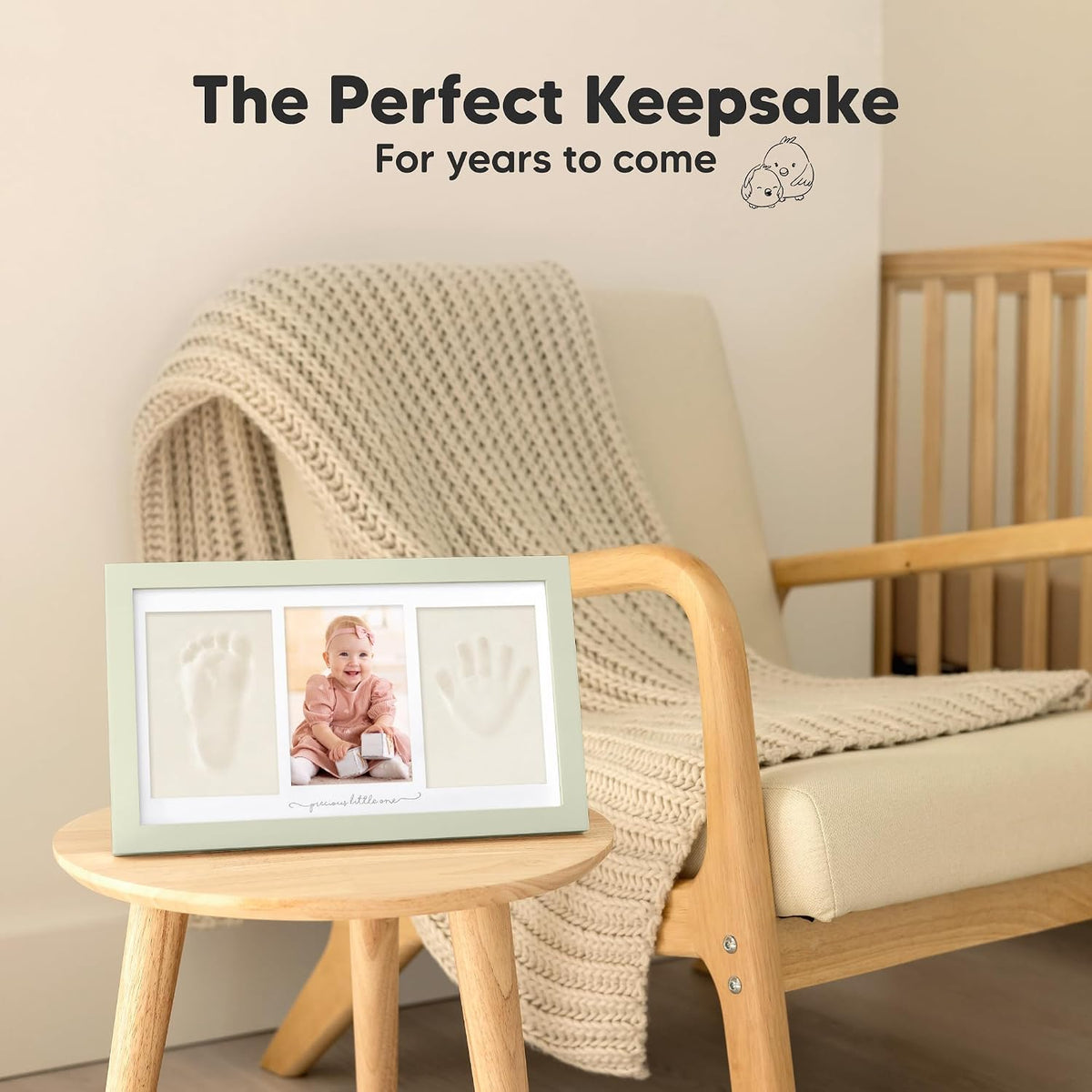 KeaBabies Baby Hand and Footprint Kit, Clay Keepsake Frame (Alpine White)
