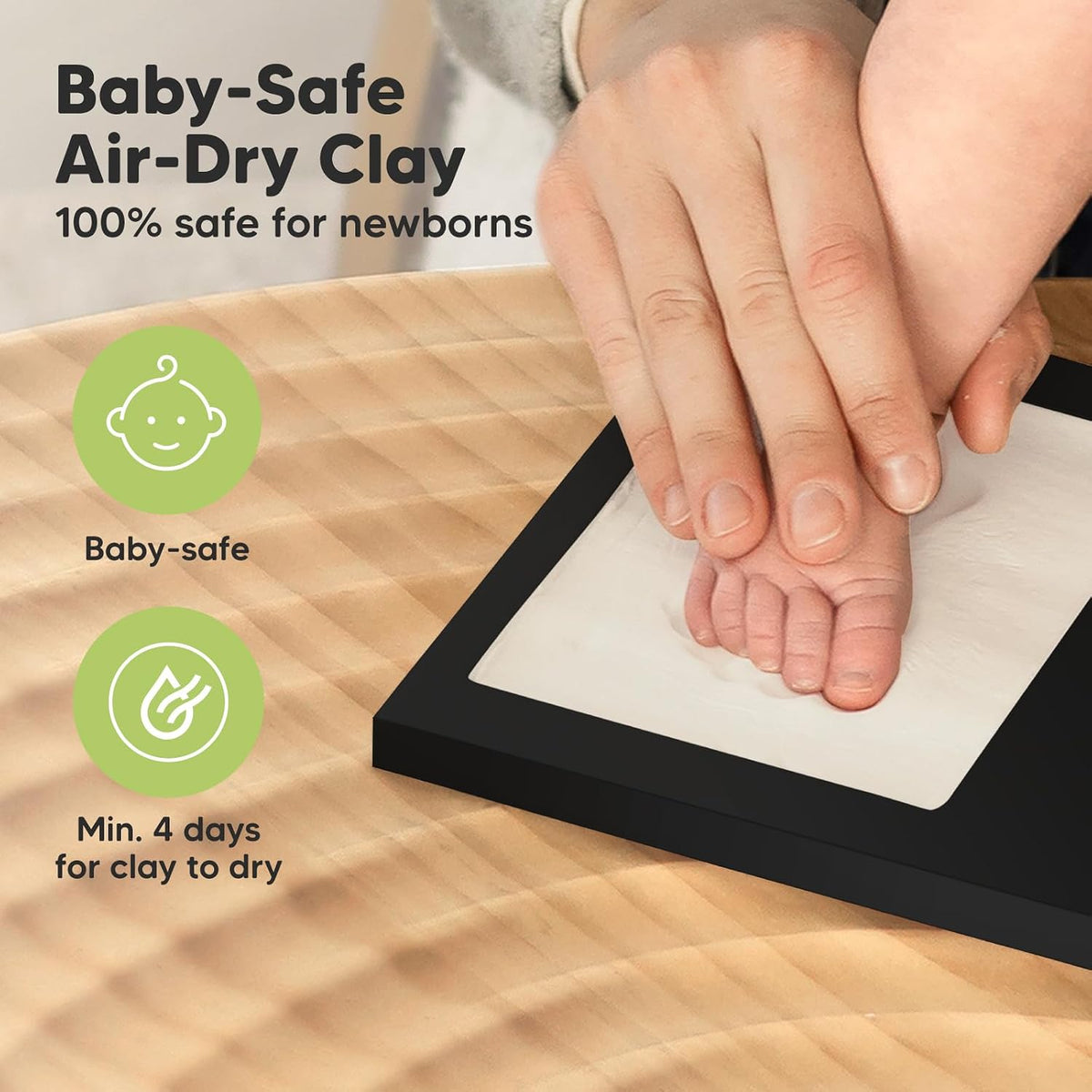 KeaBabies Baby Hand and Footprint Kit, Clay Keepsake Frame (Alpine White)