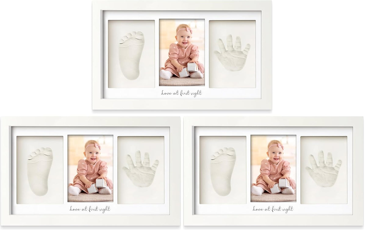 KeaBabies Baby Hand and Footprint Kit, Clay Keepsake Frame (Alpine White)
