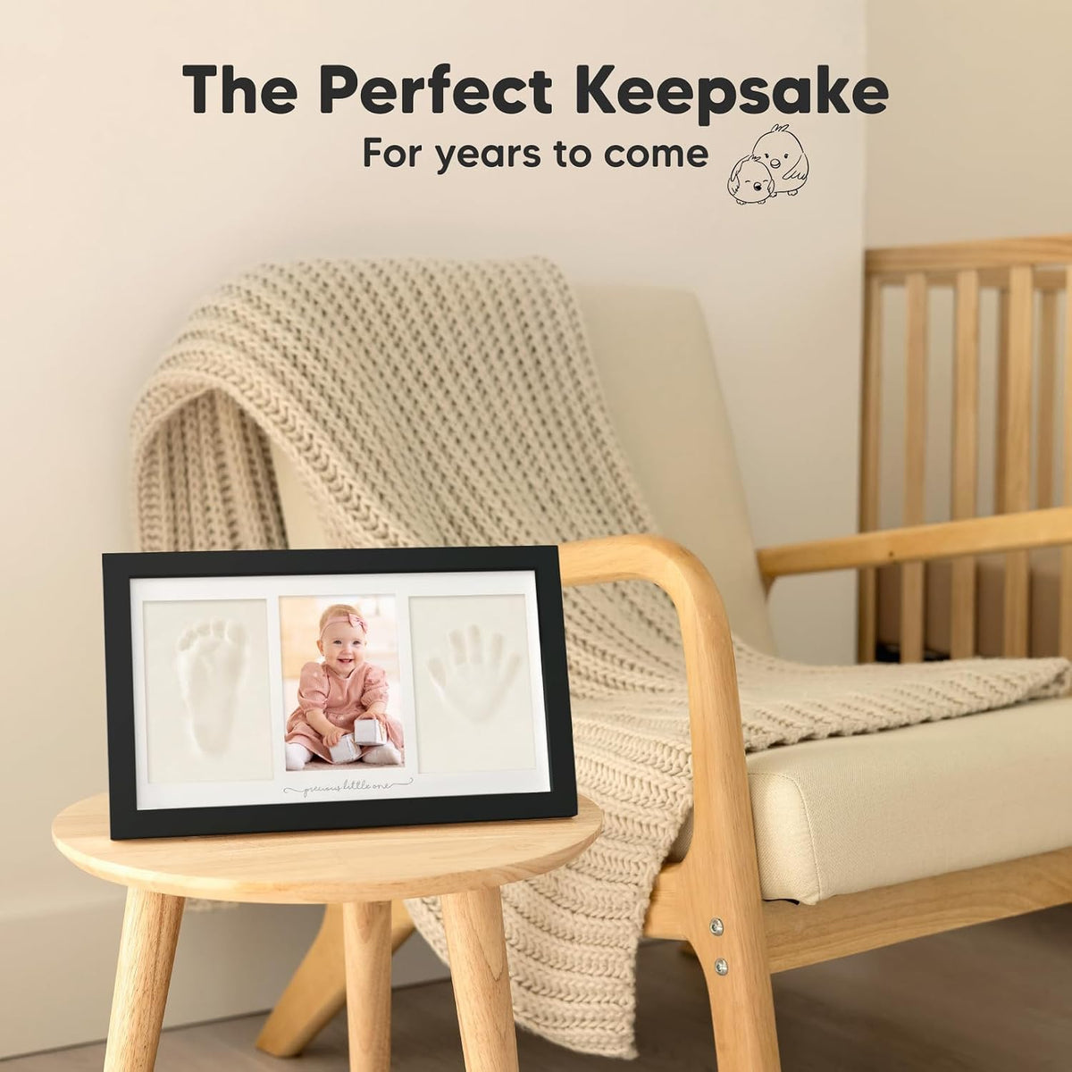 KeaBabies Baby Hand and Footprint Kit, Clay Keepsake Frame (Alpine White)