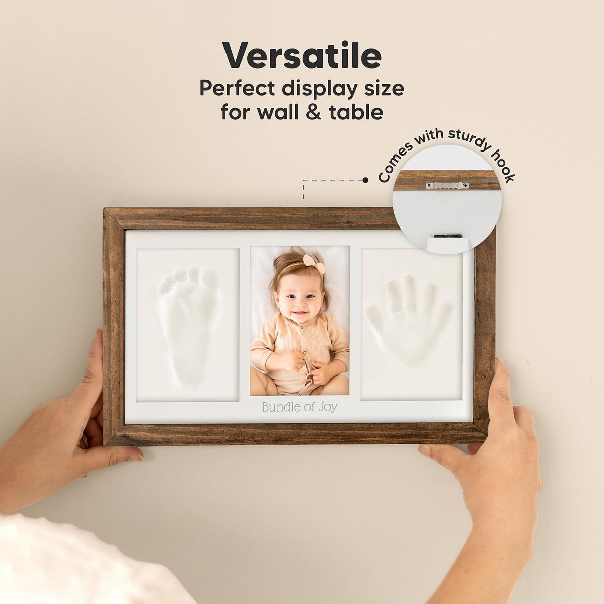 KeaBabies Baby Hand and Footprint Kit, Clay Keepsake Frame (Alpine White)