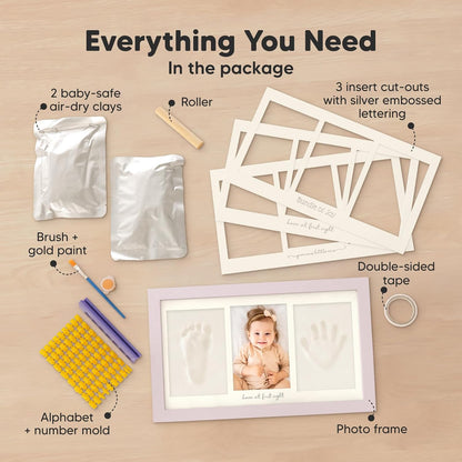 KeaBabies Baby Hand and Footprint Kit, Clay Keepsake Frame (Alpine White)