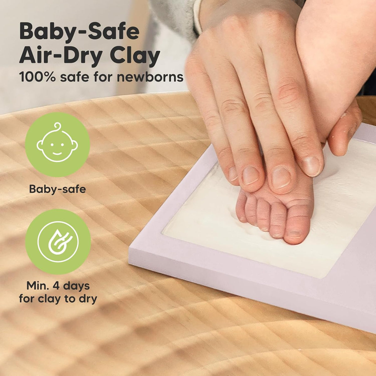 KeaBabies Baby Hand and Footprint Kit, Clay Keepsake Frame (Alpine White)