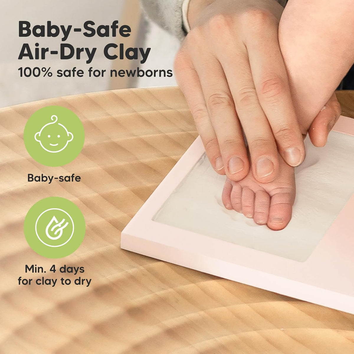 KeaBabies Baby Hand and Footprint Kit, Clay Keepsake Frame (Alpine White)