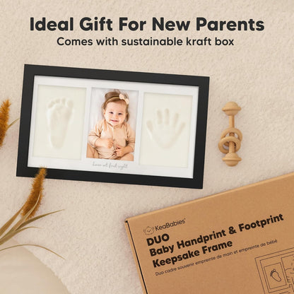 KeaBabies Baby Hand and Footprint Kit, Clay Keepsake Frame (Alpine White)