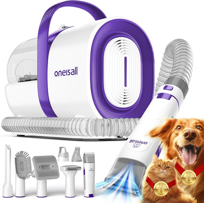 oneisall Dog Grooming Vacuum,7 in 1 Grooming kit Tools with Low Noise