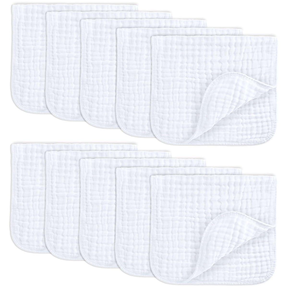 Comfy Cubs Muslin Burp Cloths 20x10" 10 Pack, Baby Burp Cloths - Multi