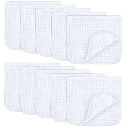 Comfy Cubs Muslin Burp Cloths 20x10" 10 Pack, Baby Burp Cloths - Multi