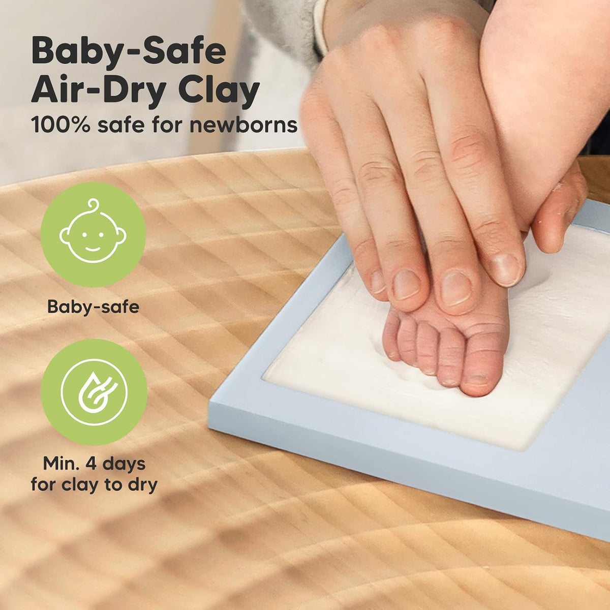 KeaBabies Baby Hand and Footprint Kit, Clay Keepsake Frame (Alpine White)