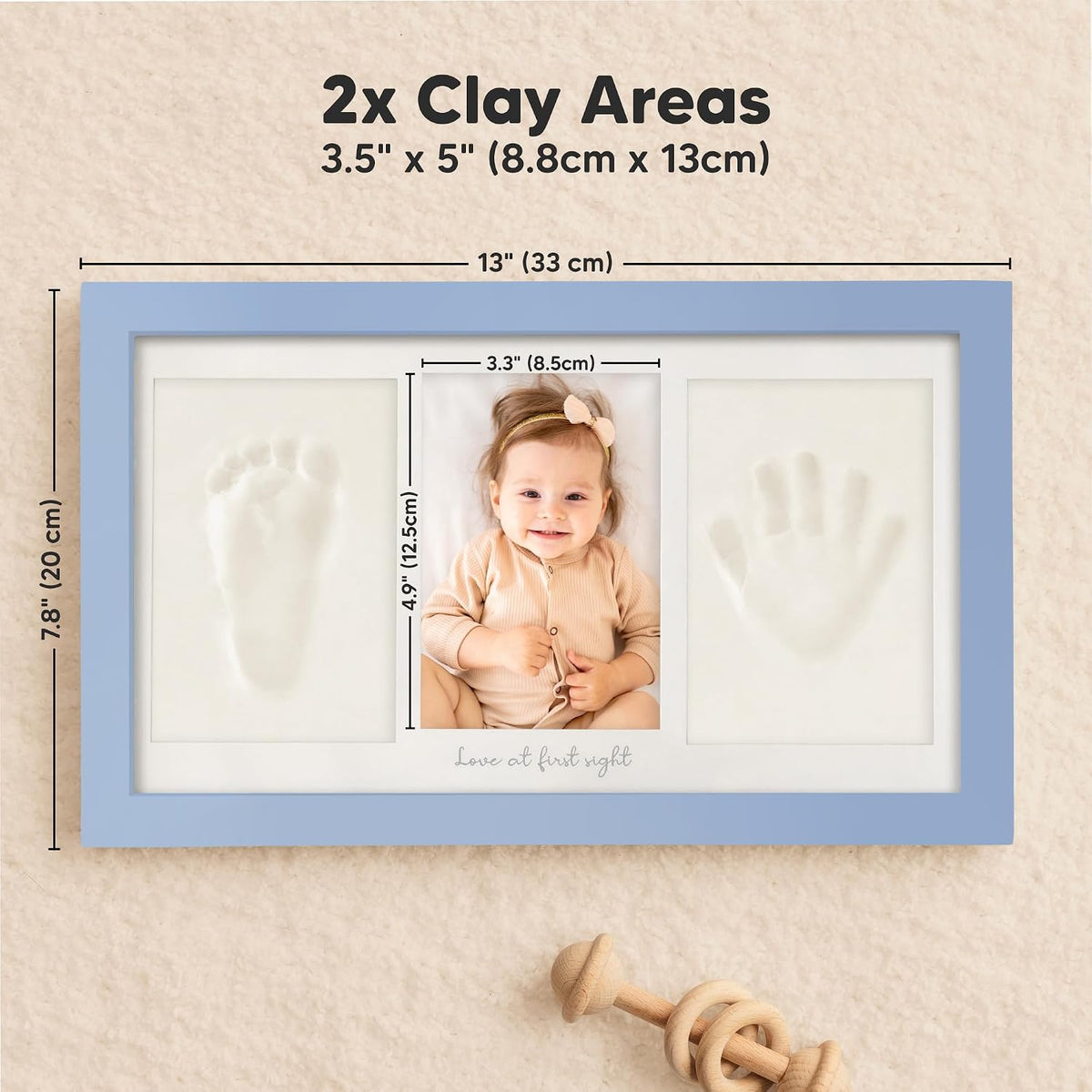 KeaBabies Baby Hand and Footprint Kit, Clay Keepsake Frame (Alpine White)