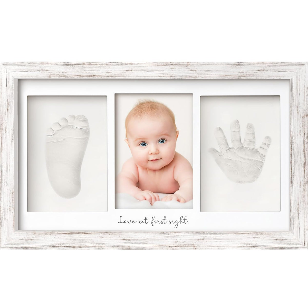 KeaBabies Baby Hand and Footprint Kit, Clay Keepsake Frame (Alpine White)