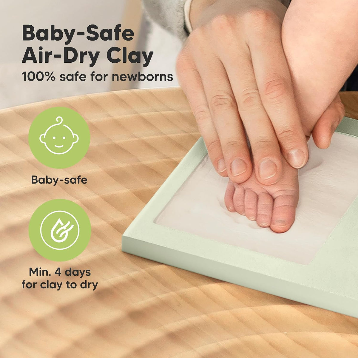 KeaBabies Baby Hand and Footprint Kit, Clay Keepsake Frame (Alpine White)