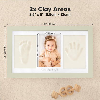 KeaBabies Baby Hand and Footprint Kit, Clay Keepsake Frame (Alpine White)
