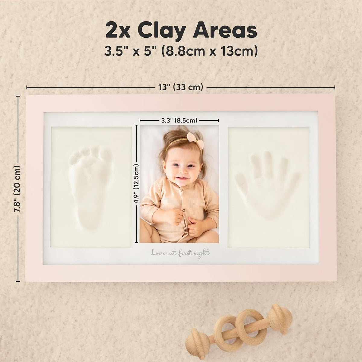 KeaBabies Baby Hand and Footprint Kit, Clay Keepsake Frame (Alpine White)