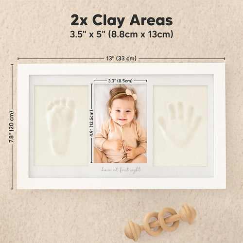 KeaBabies Baby Hand and Footprint Kit, Clay Keepsake Frame (Alpine White)