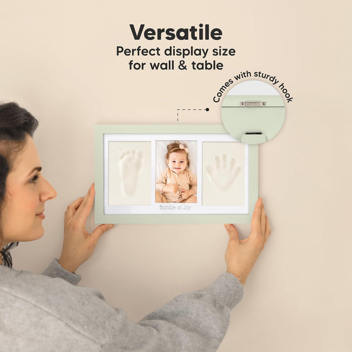 KeaBabies Baby Hand and Footprint Kit, Clay Keepsake Frame (Alpine White)