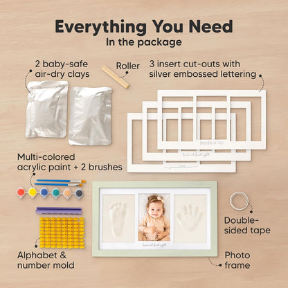 KeaBabies Baby Hand and Footprint Kit, Clay Keepsake Frame (Alpine White)