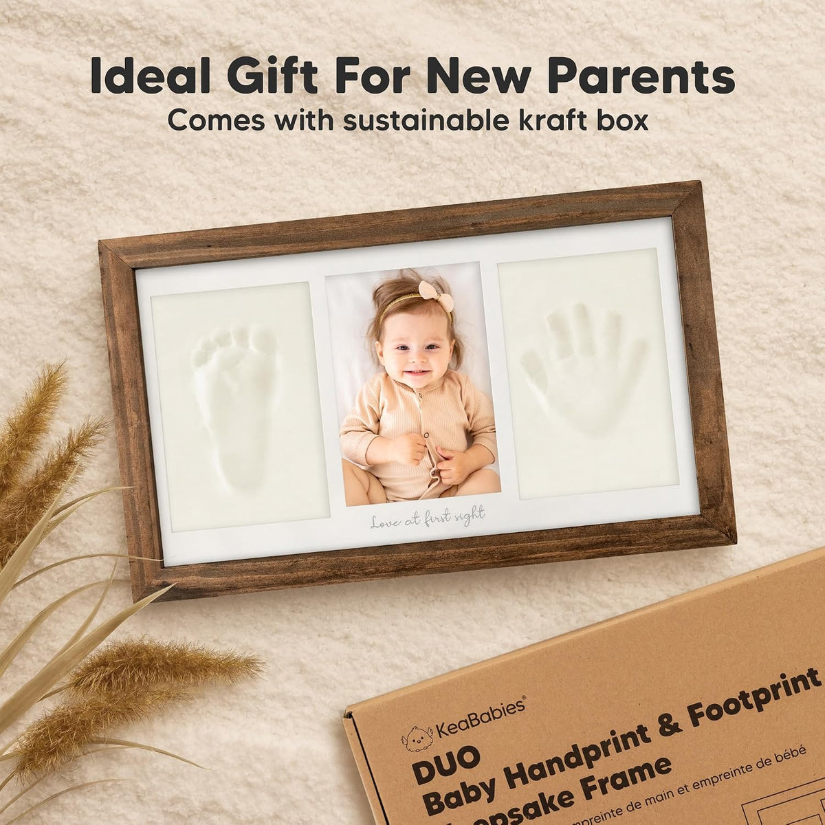 KeaBabies Baby Hand and Footprint Kit, Clay Keepsake Frame (Alpine White)