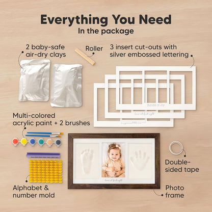 KeaBabies Baby Hand and Footprint Kit, Clay Keepsake Frame (Alpine White)