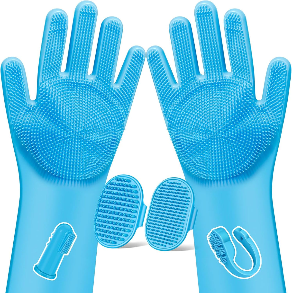 6PCS Grooming & Bath Supplies for Dogs, Cats | Dog Washing Gloves | Dog Bath Brush | Dog Shower Brush | Pet Grooming Gloves | Dog Grooming kit | Pet Supplies for Showerhead & Sprayer (Navy Blue)