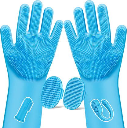 6PCS Grooming & Bath Supplies for Dogs, Cats | Dog Washing Gloves | Dog Bath Brush | Dog Shower Brush | Pet Grooming Gloves | Dog Grooming kit | Pet Supplies for Showerhead & Sprayer (Navy Blue)
