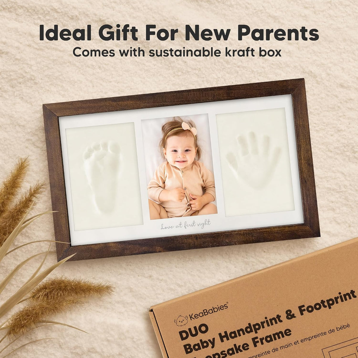 KeaBabies Baby Hand and Footprint Kit, Clay Keepsake Frame (Alpine White)