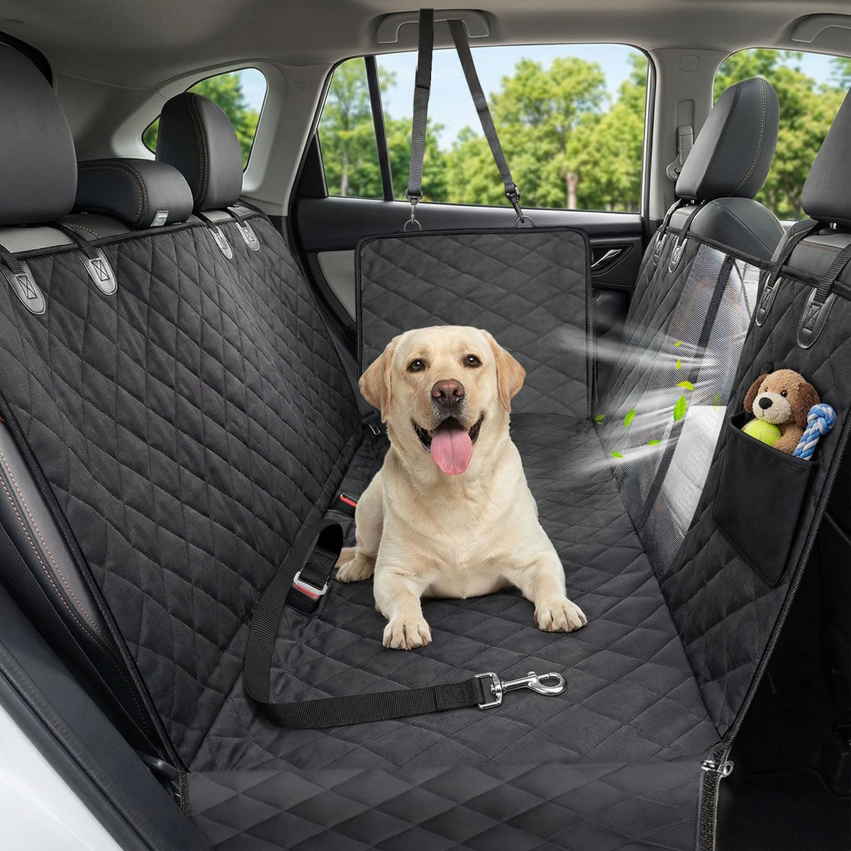 Dog Car Seat Cover, 600D Heavy Dute Car Seat Cover for Dogs Pets, 100% Waterproof Anti-Scratch Nonslip Dog Hammock for Cars, Seat Covers Protector with SeatBelt for Sedan SUV Truck Standard Black