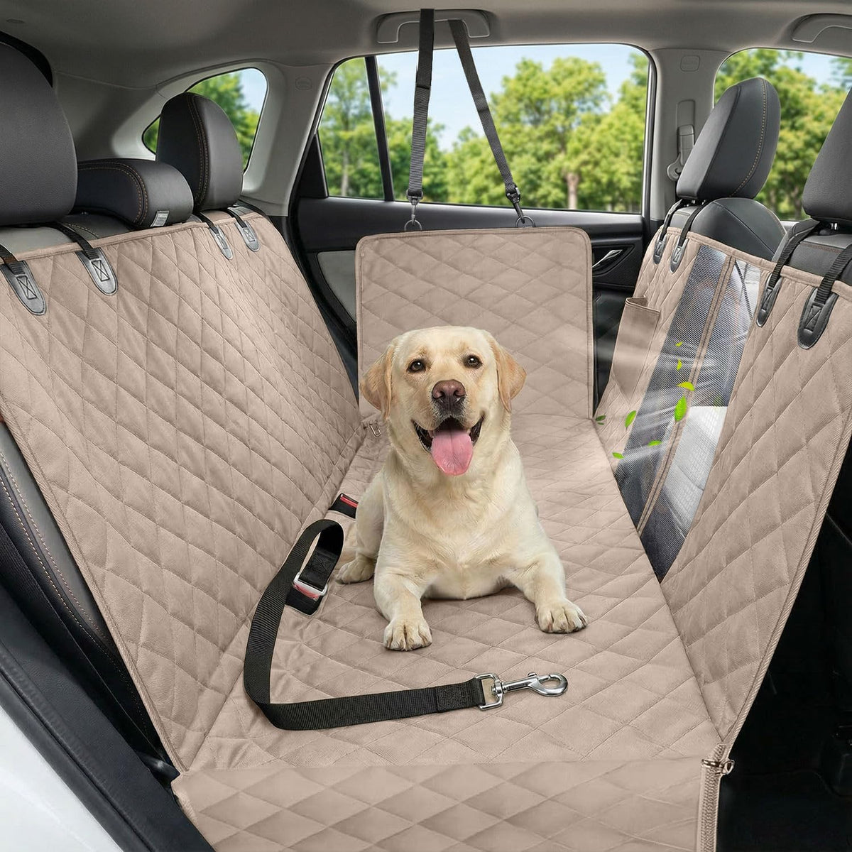 Dog Car Seat Cover, 600D Heavy Dute Car Seat Cover for Dogs Pets, 100% Waterproof Anti-Scratch Nonslip Dog Hammock for Cars, Seat Covers Protector with SeatBelt for Sedan SUV Truck Standard Black
