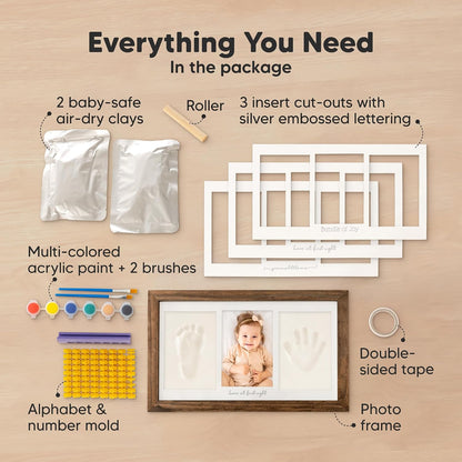 KeaBabies Baby Hand and Footprint Kit, Clay Keepsake Frame (Alpine White)
