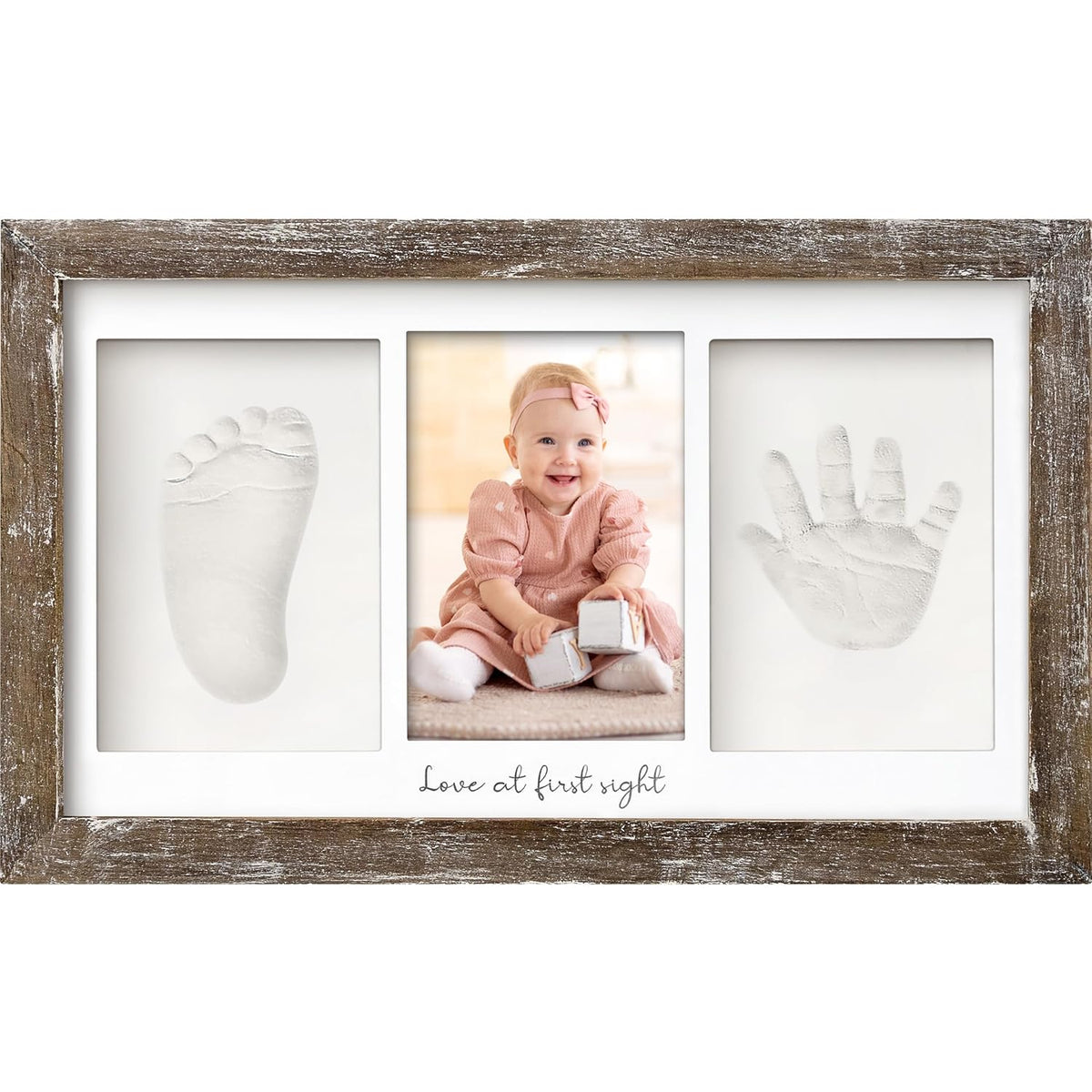 KeaBabies Baby Hand and Footprint Kit, Clay Keepsake Frame (Alpine White)