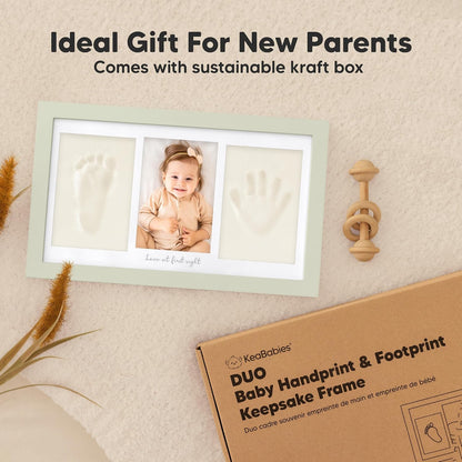 KeaBabies Baby Hand and Footprint Kit, Clay Keepsake Frame (Alpine White)