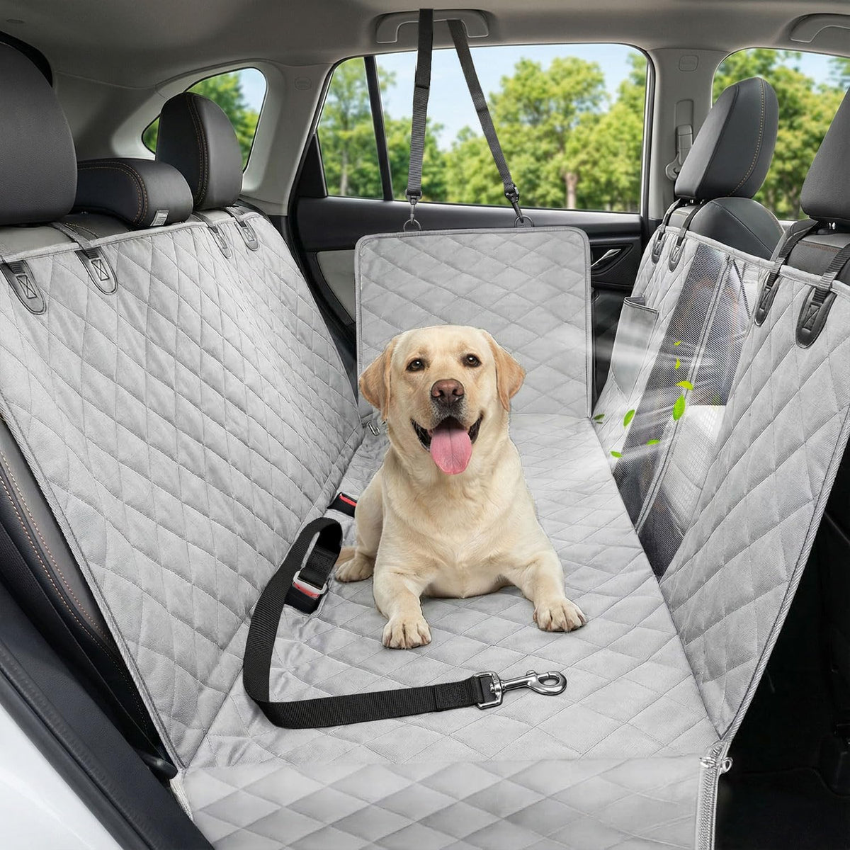 Dog Car Seat Cover, 600D Heavy Dute Car Seat Cover for Dogs Pets, 100% Waterproof Anti-Scratch Nonslip Dog Hammock for Cars, Seat Covers Protector with SeatBelt for Sedan SUV Truck Standard Black