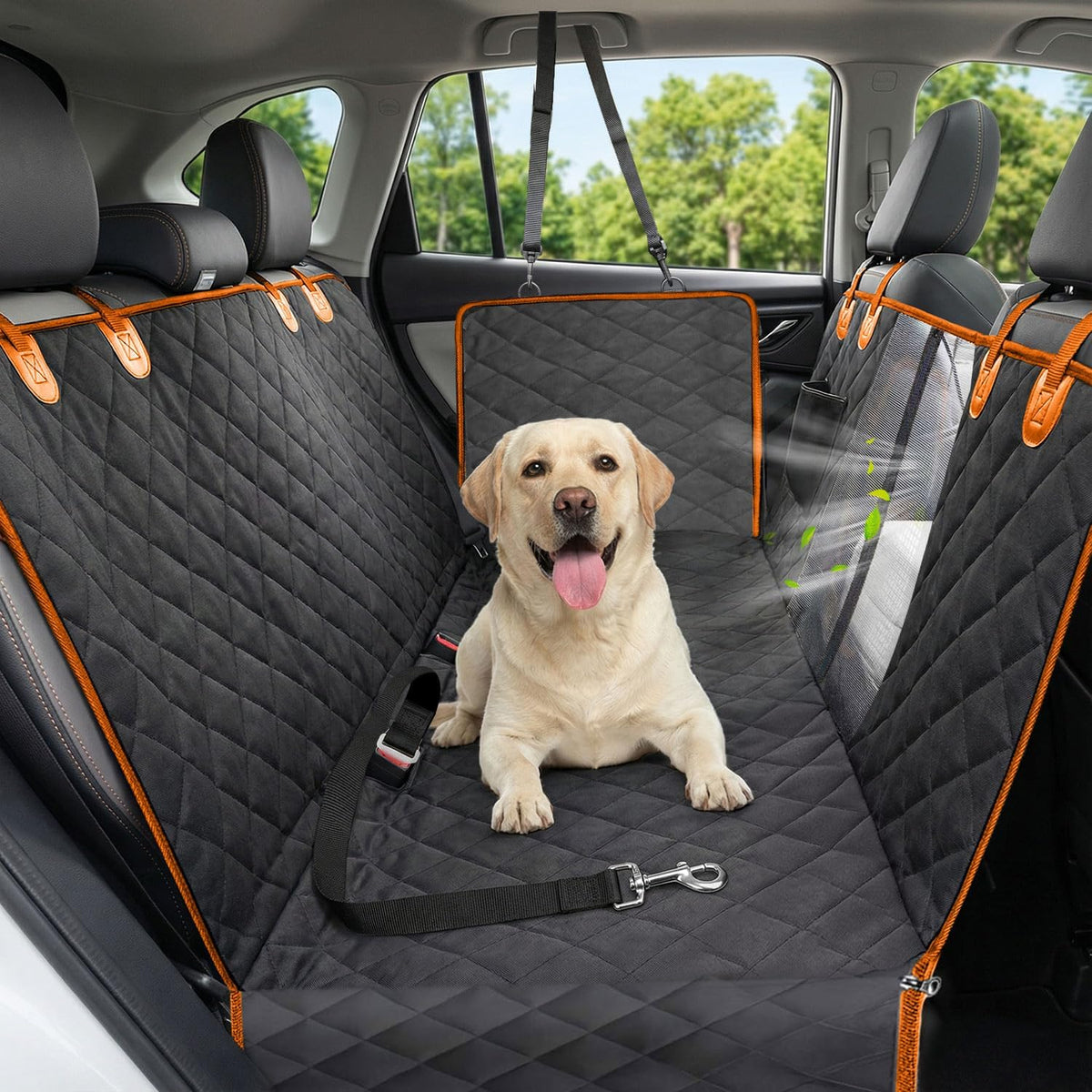 Dog Car Seat Cover, 600D Heavy Dute Car Seat Cover for Dogs Pets, 100% Waterproof Anti-Scratch Nonslip Dog Hammock for Cars, Seat Covers Protector with SeatBelt for Sedan SUV Truck Standard Black