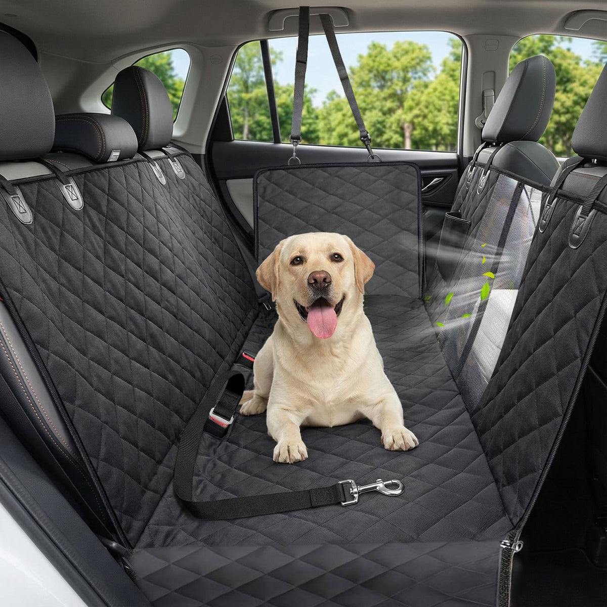Dog Car Seat Cover, 600D Heavy Dute Car Seat Cover for Dogs Pets, 100% Waterproof Anti-Scratch Nonslip Dog Hammock for Cars, Seat Covers Protector with SeatBelt for Sedan SUV Truck Standard Black