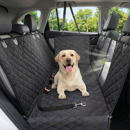 Dog Car Seat Cover, 600D Heavy Dute Car Seat Cover for Dogs Pets, 100% Waterproof Anti-Scratch Nonslip Dog Hammock for Cars, Seat Covers Protector with SeatBelt for Sedan SUV Truck Standard Black